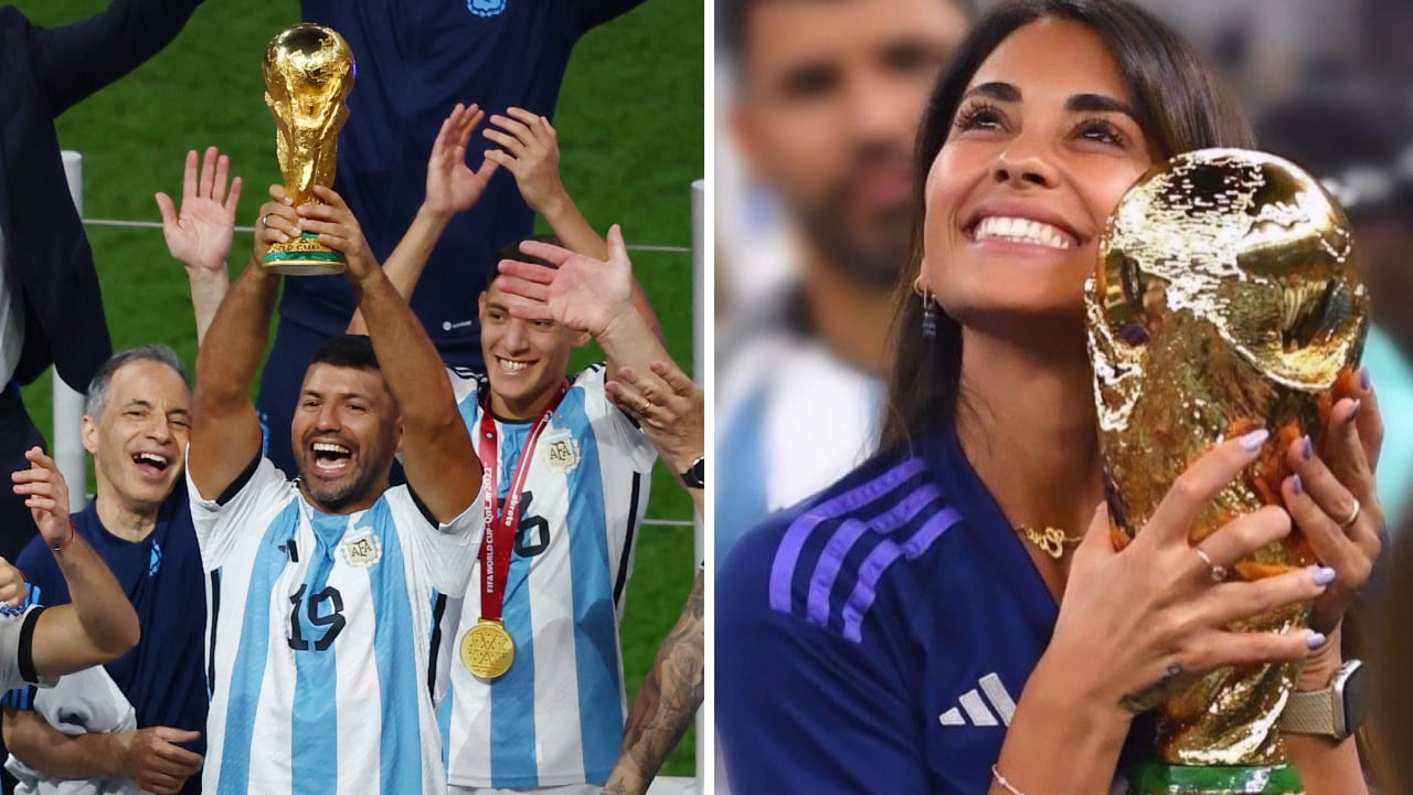 Agüero y Antonela fueron solos dos de las personas que tocaron la Copa sin haber sido campeones