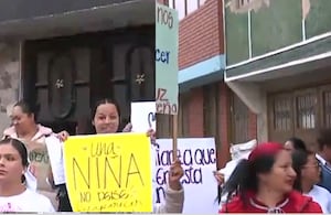 Planton der padres por desaparición de menores de colegio distrital.
