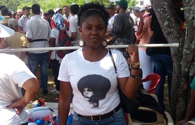 Francia Márquez en un Consejo de comunidades negras en 2019 en Cauca, cuando intentaron atentar contra su vida.