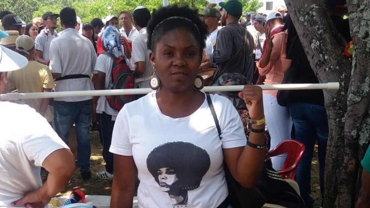 Francia Márquez en un Consejo de comunidades negras en 2019 en Cauca, cuando intentaron atentar contra su vida.
