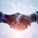 Business network concept. Customer support. Shaking hands.