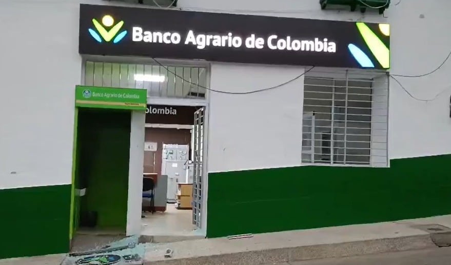 Banco Agrario asaltado por el ELN en San Sebastián, Cauca.
