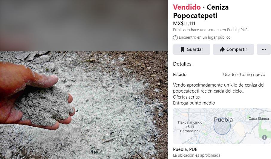 Venden ceniza volcánica en México