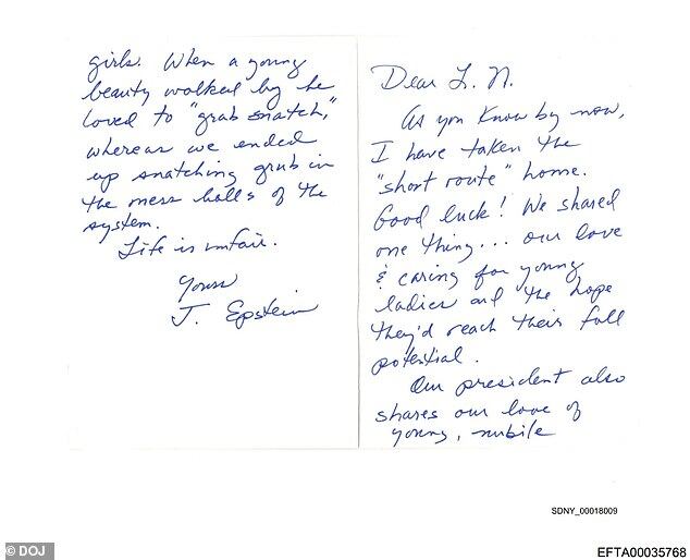 Antes de morir, Epstein envió siniestra carta al depredador sexual Larry Nassar; presidente Trump es salpicado, “comparte nuestro amor por las chicas”