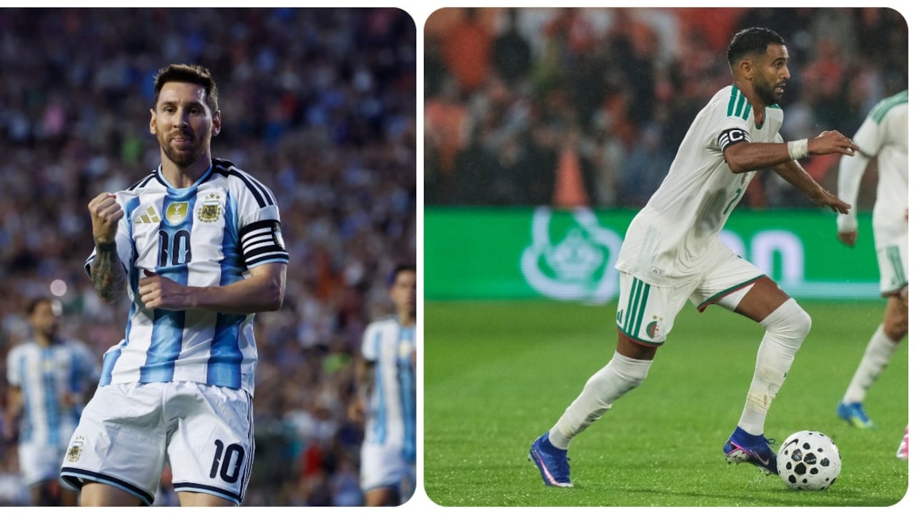 El equipo de Lionel Messi (izq), se mide al de Riyad Mahrez (der).