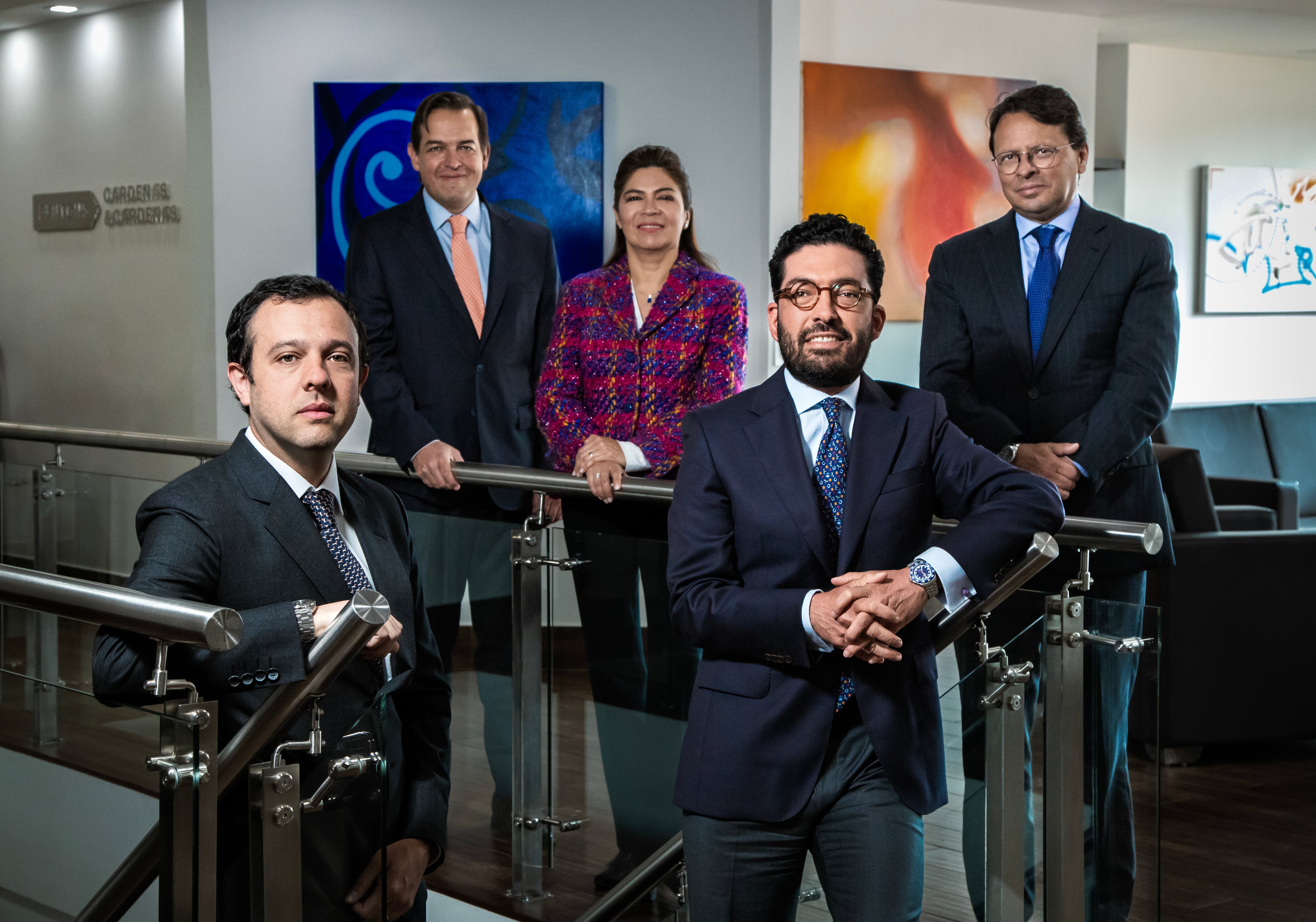 De izquierda a derecha.: Santiago Miramón, Mauricio Borrero, Carmen Sanabria, Santiago González y Bernarndo Cárdenas.