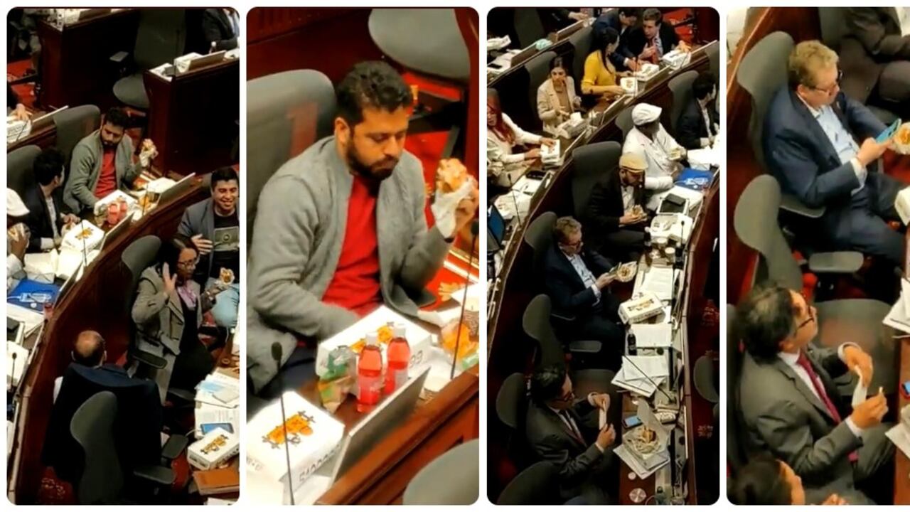 Critican a la bancada del Pacto Histórico en el Congreso por comer hamburguesas y gaseosa.