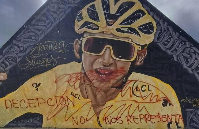Mural de Egan Bernal fue vandalizado