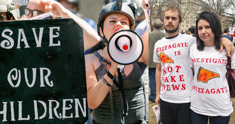 QAnon es heredero del escándalo conocido como el Pizzagate, una rocambolesca teoría surgida en plena campaña electoral en 2016 según la cual Hillary Clinton tenía en el sótano de una pizzería en Washington un lugar para violar y asesinar niños.