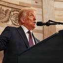 President Donald Trump speaks during the 60th Presidential Inauguration in the Rotunda of the U.S. Capitol in Washington, Monday, Jan. 20, 2025. (Chip Somodevilla/Pool Photo via AP)