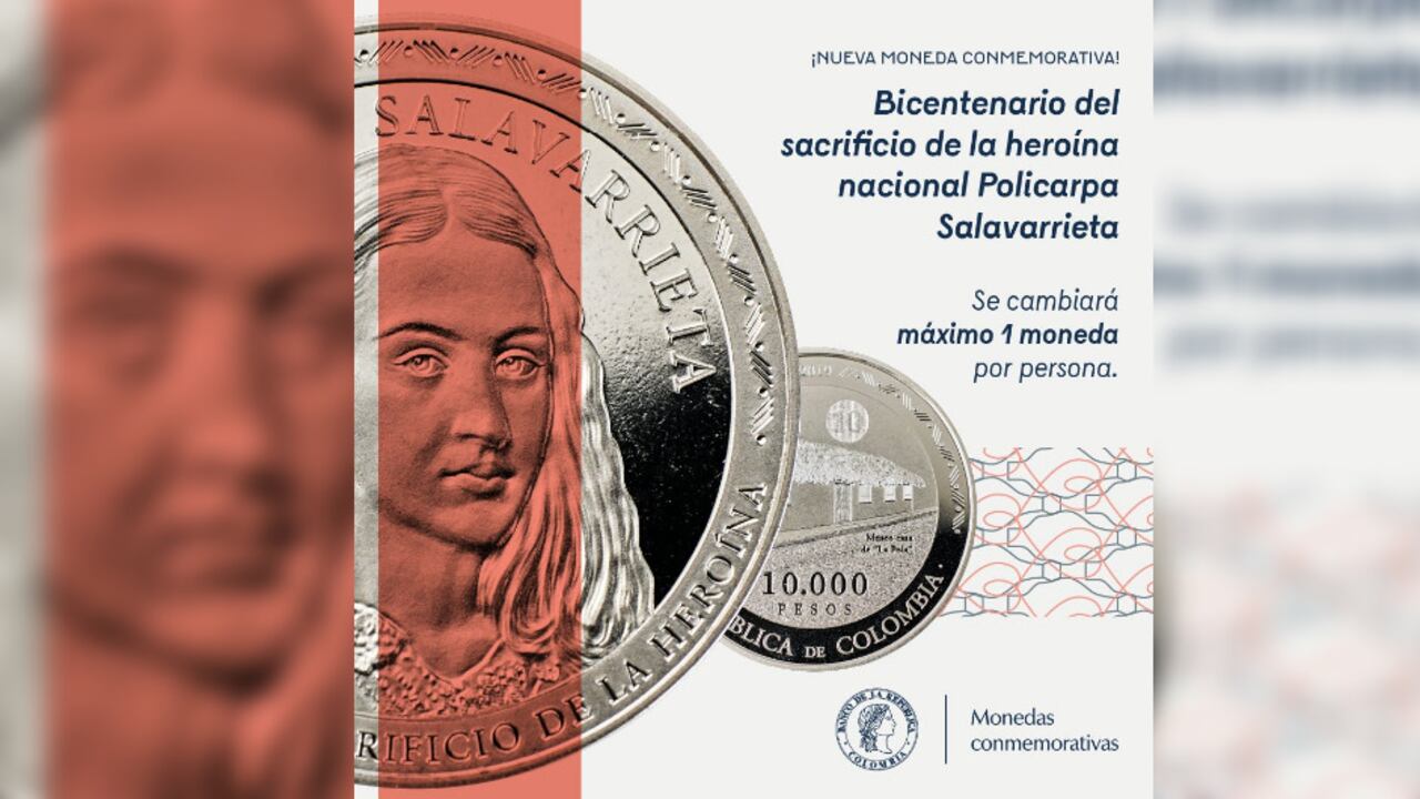 Policarpa Salavarrieta, ‘La Pola’, en la moneda de 10.000 pesos colombianos que el Banco de la República anunció