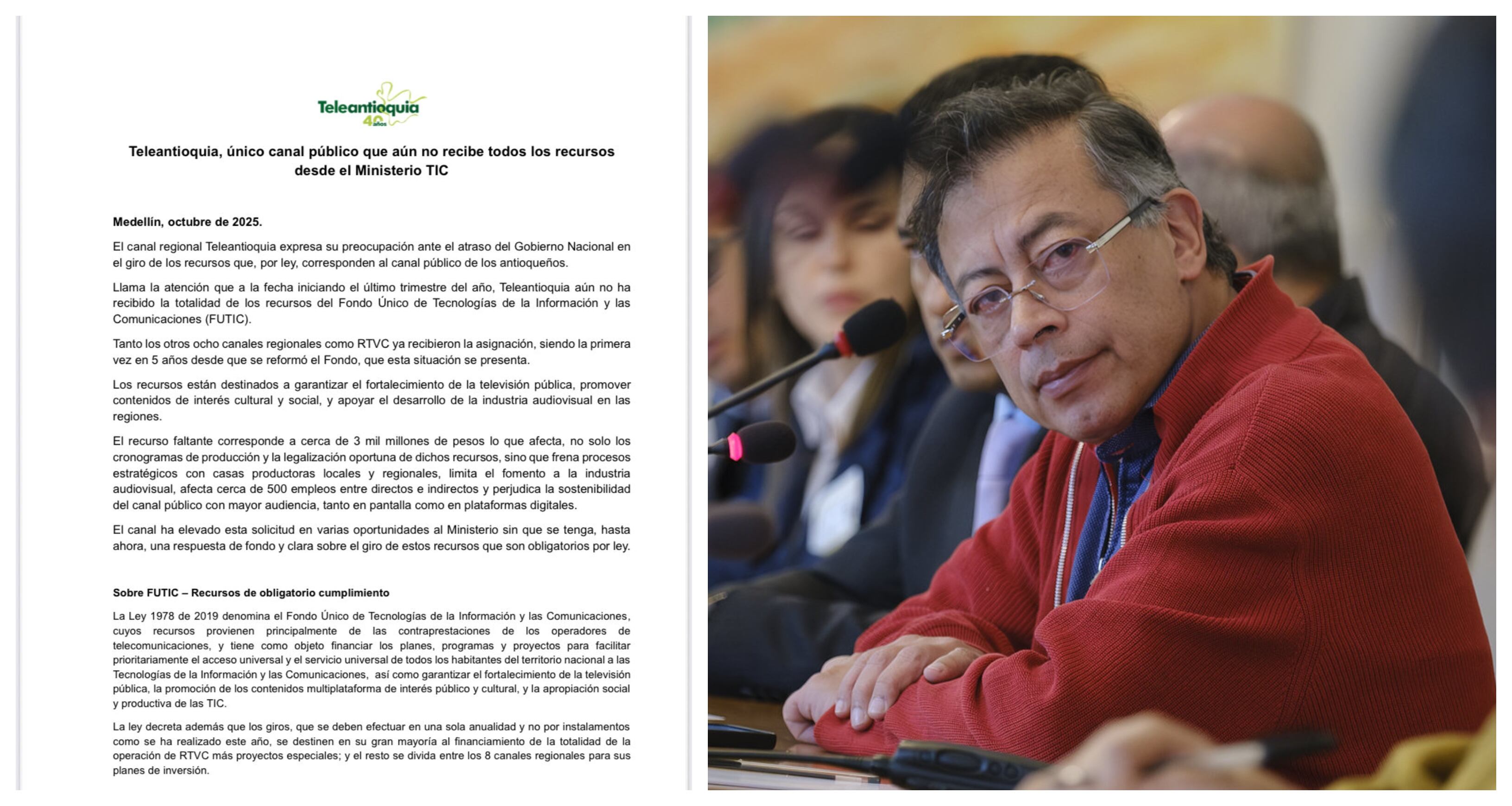 Teleantioquia le reclama al gobierno 3.100 millones de pesos que deben girarle desde el MinTic.