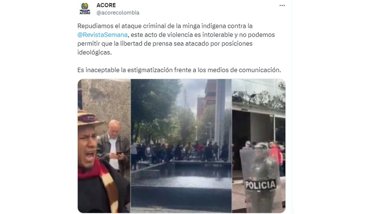 Así fue como mostró su apoyo la Asociación colombiana de oficiales en retiro del Ejército (ACORE) en su perfil oficial de Twitter