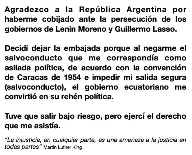 Mensaje María Duarte.