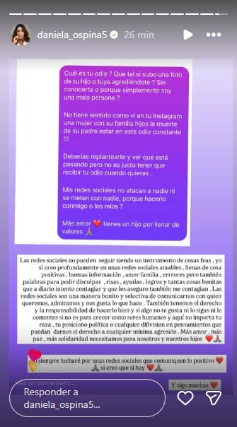 Daniela Ospina habló sobre ataque a sus hijos.