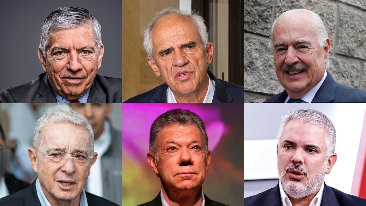 Expresidentes Cesar Gaviria, Ernesto Samper, Andrés Pastrana, Álvaro Uribe, Juan Manuel Santos e Iván Duque.