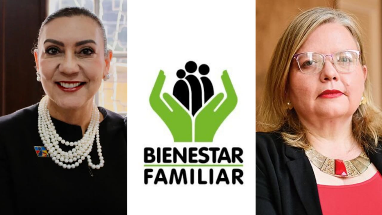 Carolina Restrepo, directora del ICBF; logo del ICBF; exdirectora del ICBF, Astrid Cáceres.