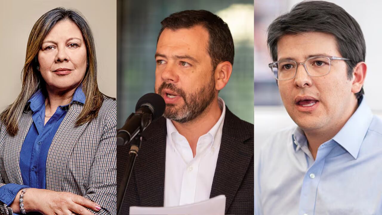 Fiscal general de la Nación, Luz Adriana Camargo; alcalde de Bogotá, Carlos Fernando Galán, y Miguel Uribe Turbay.