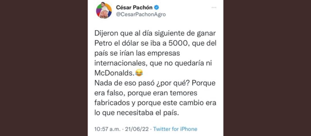 El senador César Pachón, otro de los líderes de izquierda que opinió en su momento sobre el pecio del dólar.