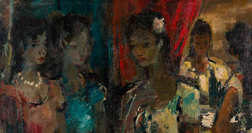 "Muchachas de color". Guillermo Wiedemann. 1945. Óleo sobre tela. Colección del Museo de Antioquia.