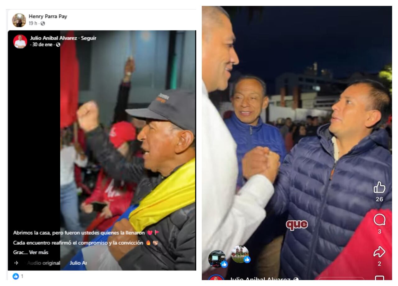 El asesor de despacho de la Alcaldía de Pasto, Henry Parra, en eventos de campaña de Julio Aníbal Álvarez.