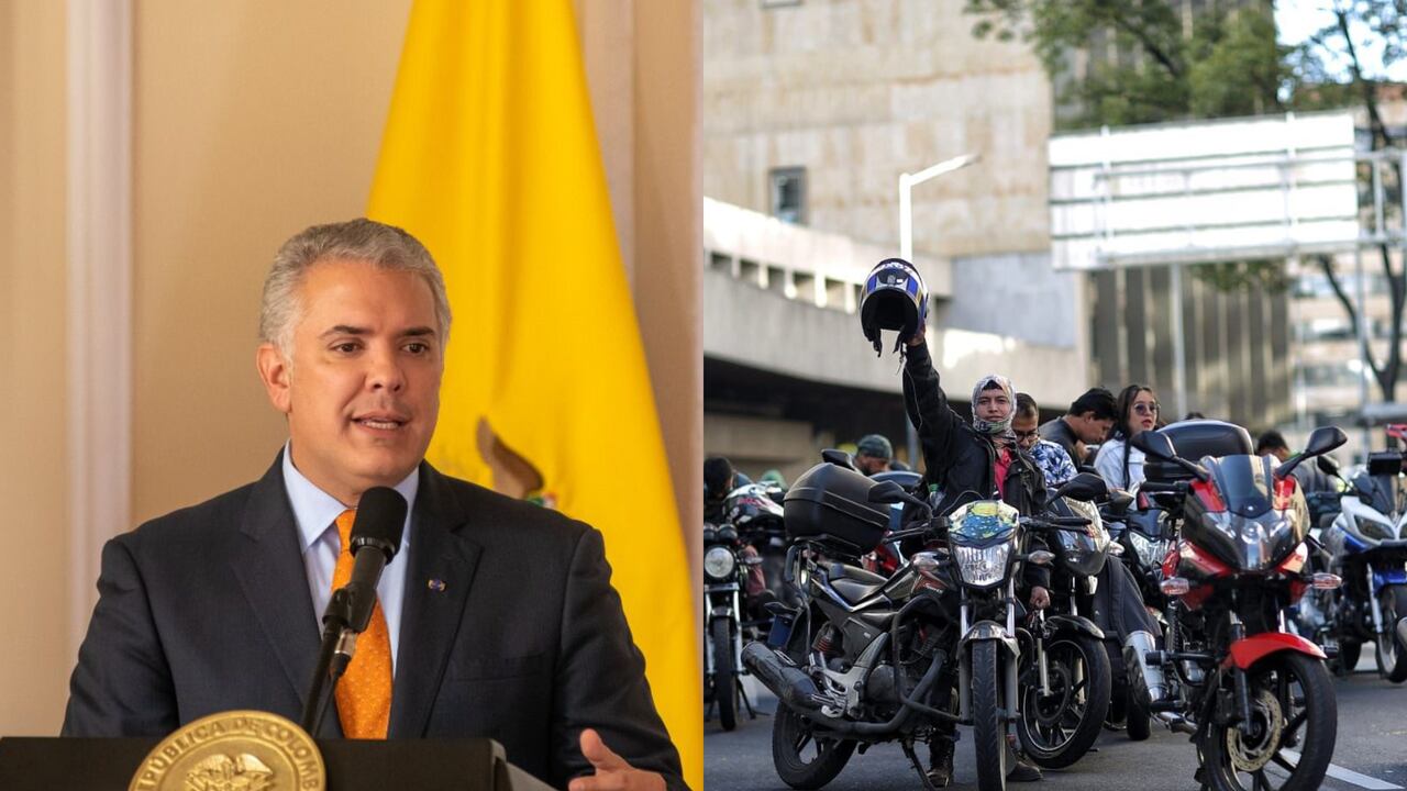 Iván Duque y motociclistas