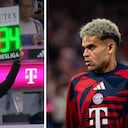 Luis Díaz (der.) salió sustituido en el segundo tiempo, ante Unión Berlín, y ni anotó ni asistió en la goleada del Bayern.