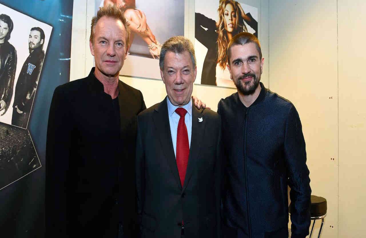 Sting, Juan Manuel Santos, Juanes. Foto: Presidencia de la República.