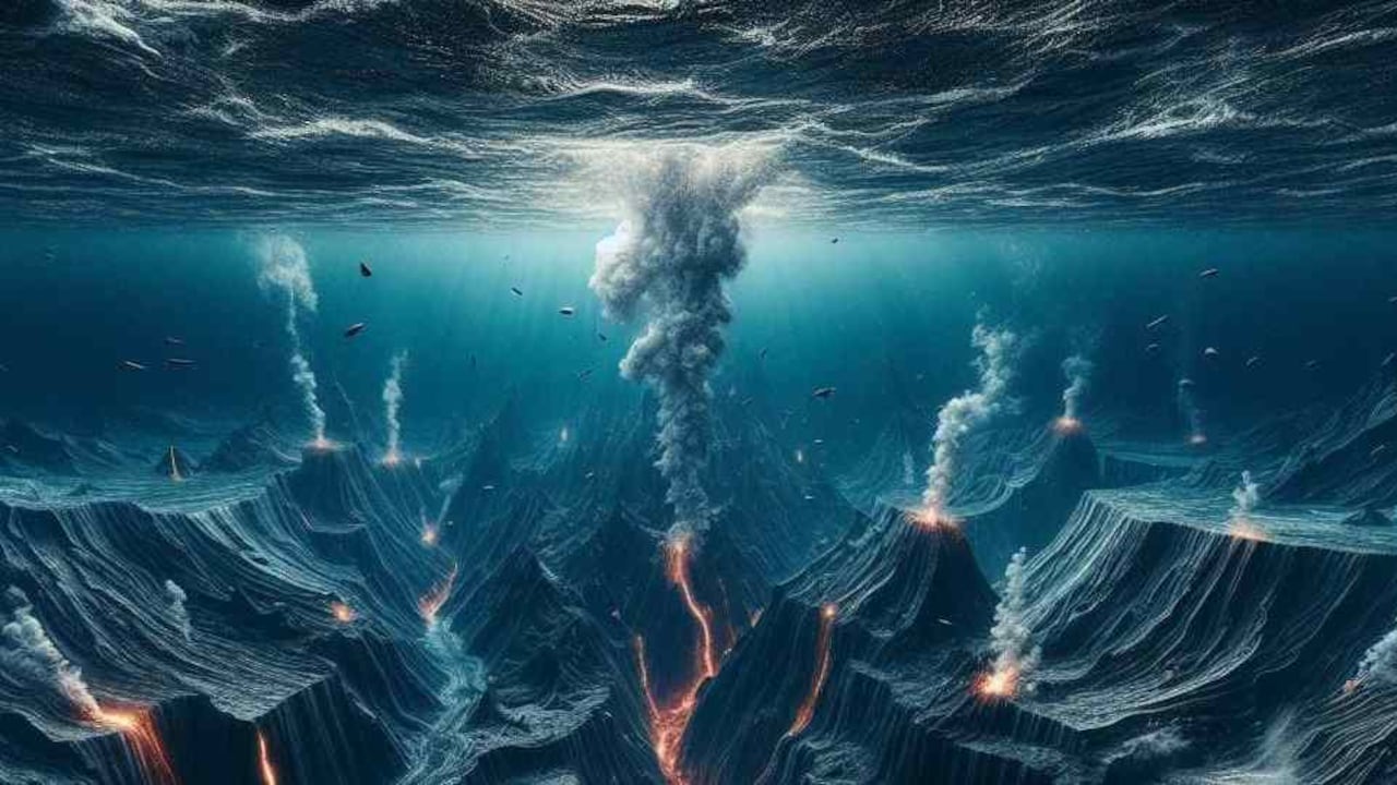 Actividad de placas tectónicas en el fondo del océano