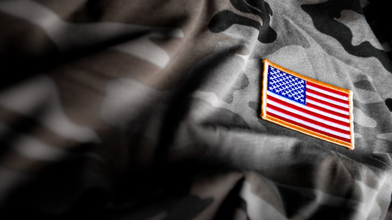 American flag patch on camoflage