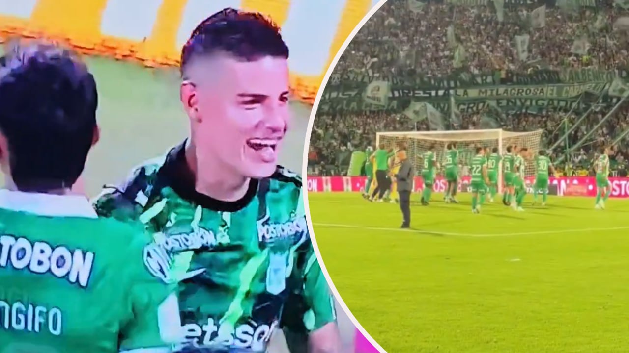 James Rodríguez celebró con el resto de sus compañeros tras la victoria ante Medellín