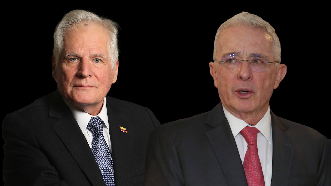 Miguel Uribe Londoño y Álvaro Uribe.