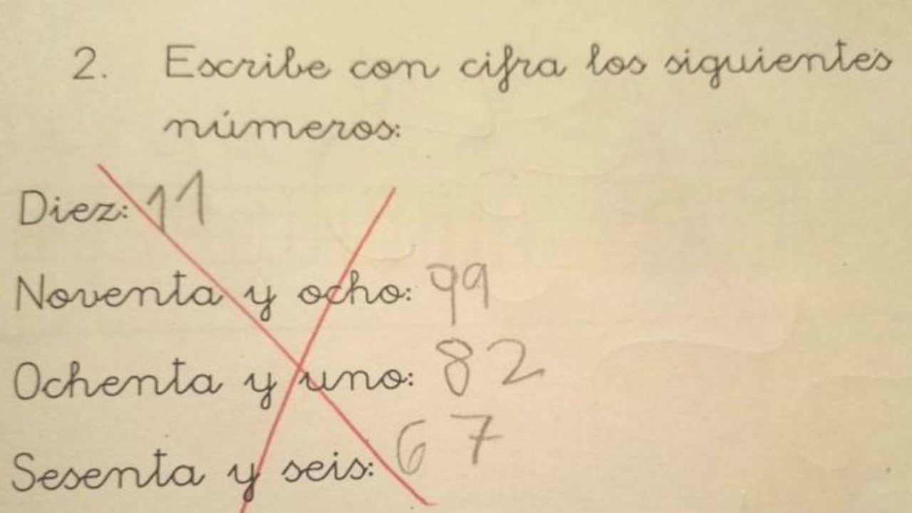 Así respondió el hijo del tuitero Ignacio Barcena una prueba de matemáticas. (Twittter: @Nachobbb)