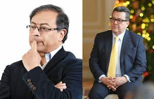 El presidente de la República, Gustavo Petro, y Jaime Dussán, presidente de Colpensiones.
