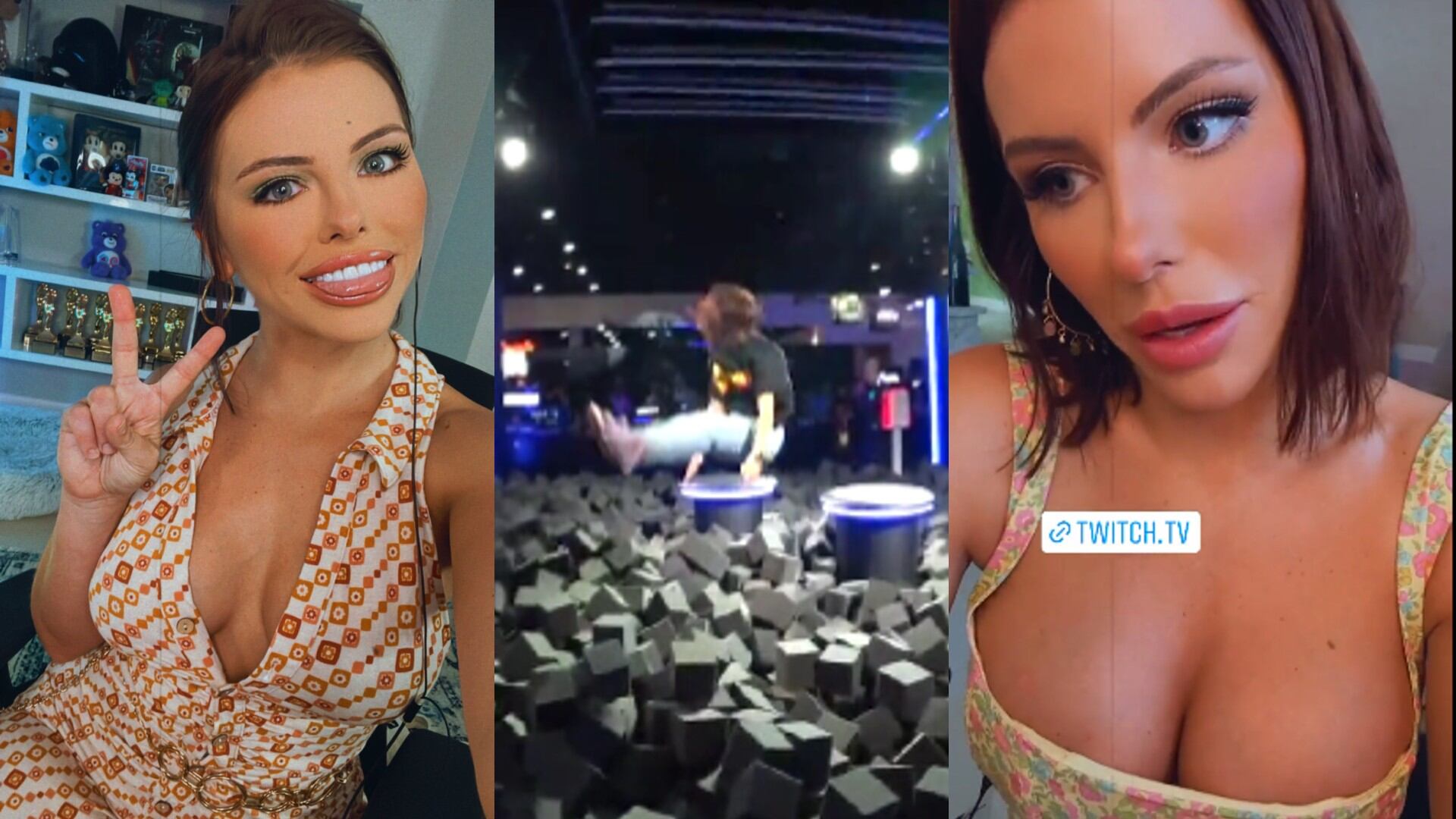 La streamer Adriana Chechik sufrió una delicada lesión durante la TwitchCon. Montaje SEMANA fotos tomadas Twitter @adrianachechik