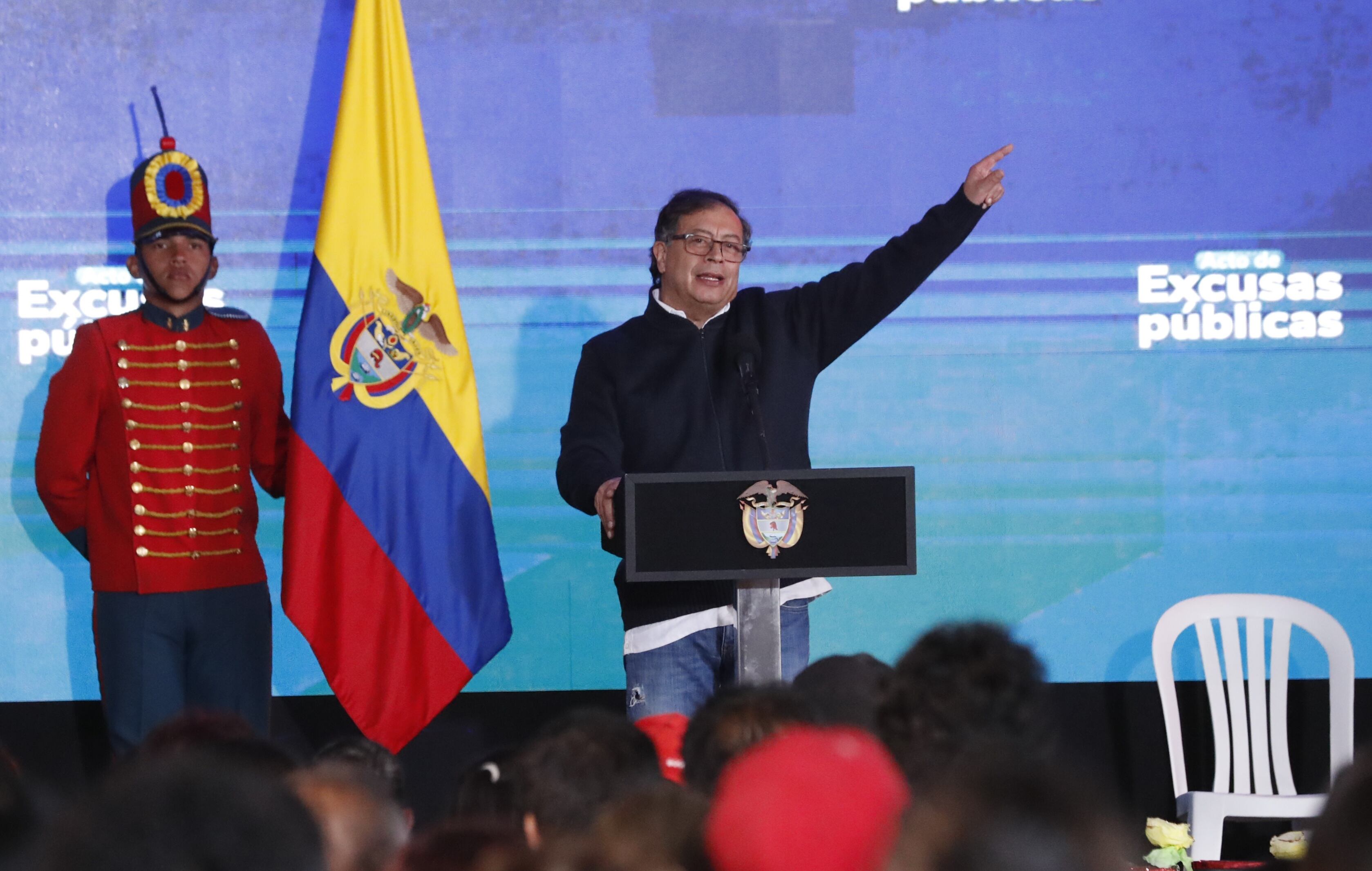 Presidente Gustavo Petro en el acto de perdón del Estado por los falsos positivos