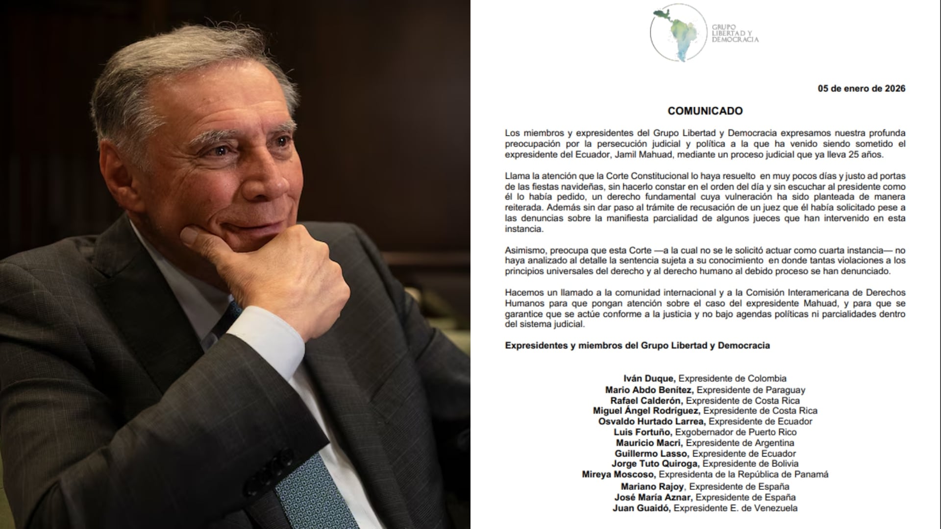 Libertad y Democracia cuestionó decisión sobre expresidente ecuatoriano