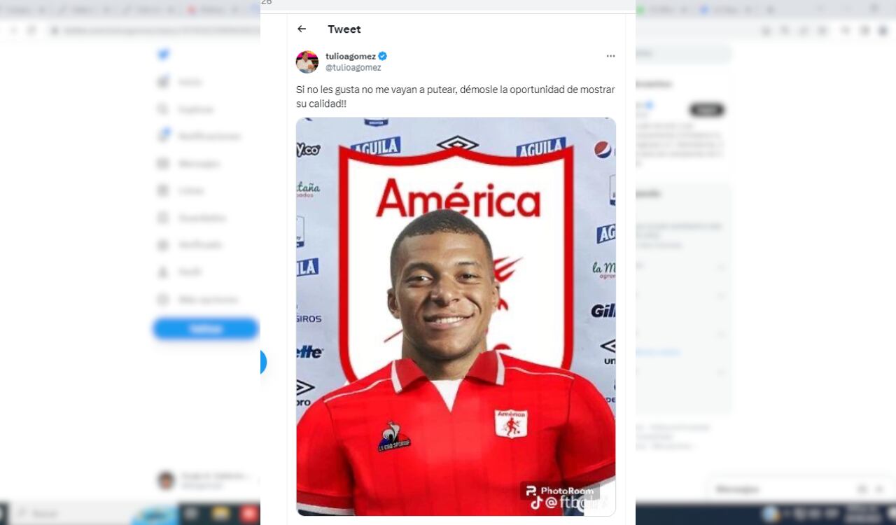 Tulio Gómez, máximo accionista de América, bromeó con traer a Kylian Mbappé al fútbol colombiano.