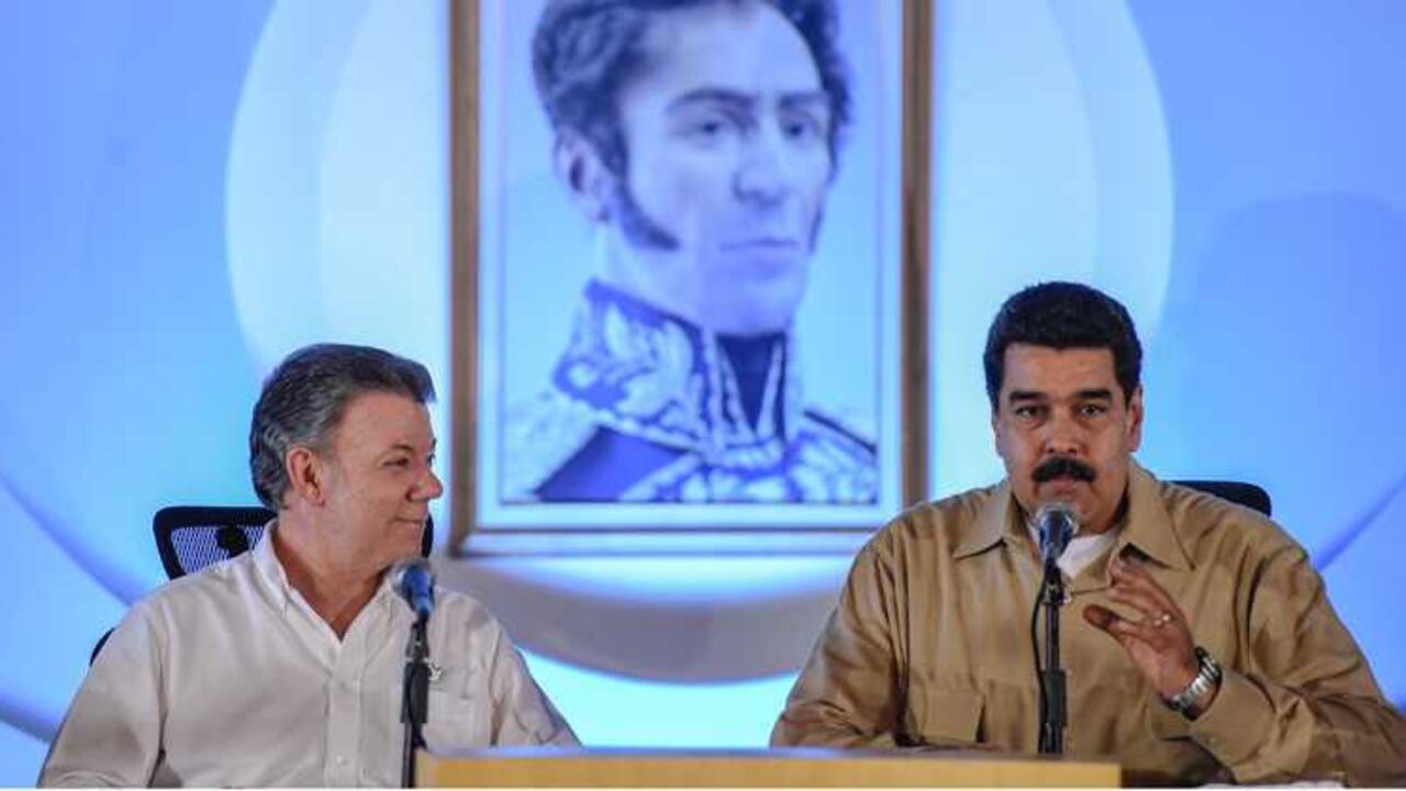 Juan Manuel Santos, presidente de Colombia, y Nicolás Maduro, presidente de Venezuela.