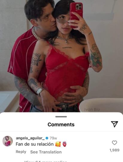 Ángela Aguilar le comentaba las publicaciones a Christian Nodal y Cazzu en sus redes sociales.