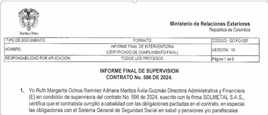 La directora administrativa Adriana Ávila recibió a satisfacción un mobiliario que nunca llegó a la Cancillería.