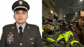 Intendente asesinado en Bogotá y la escena del crimen.