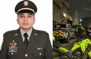 Intendente asesinado en Bogotá y la escena del crimen.