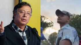 Presidente Gustavo Petro e indígena que, al parecer, participa en los bloqueos de La Alpujarra.