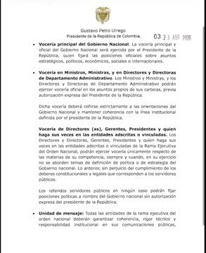 Directiva presidente Gustavo Petro