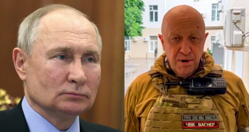 De izquierda a derecha: El presidente Vladimir Putin y Yevgueni Prigozhin, jefe del grupo paramilitar Wagner.