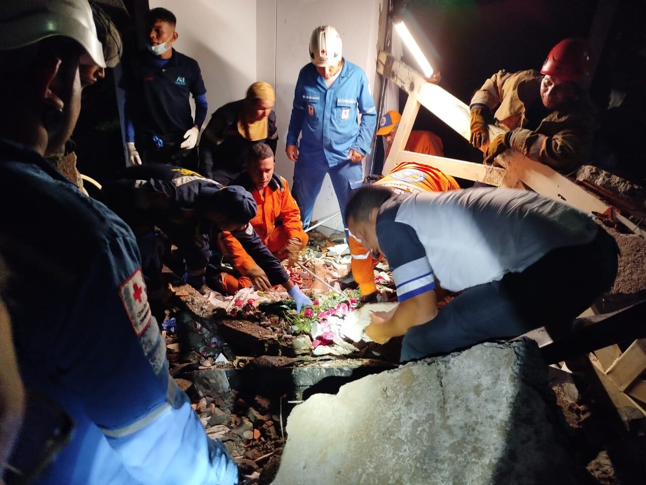 Organismos de socorro en el lugar de la emergencia.