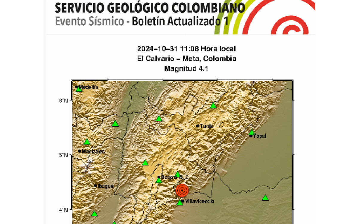 El reporte del Servicio Geólogico Colombiano sobre el temblor.