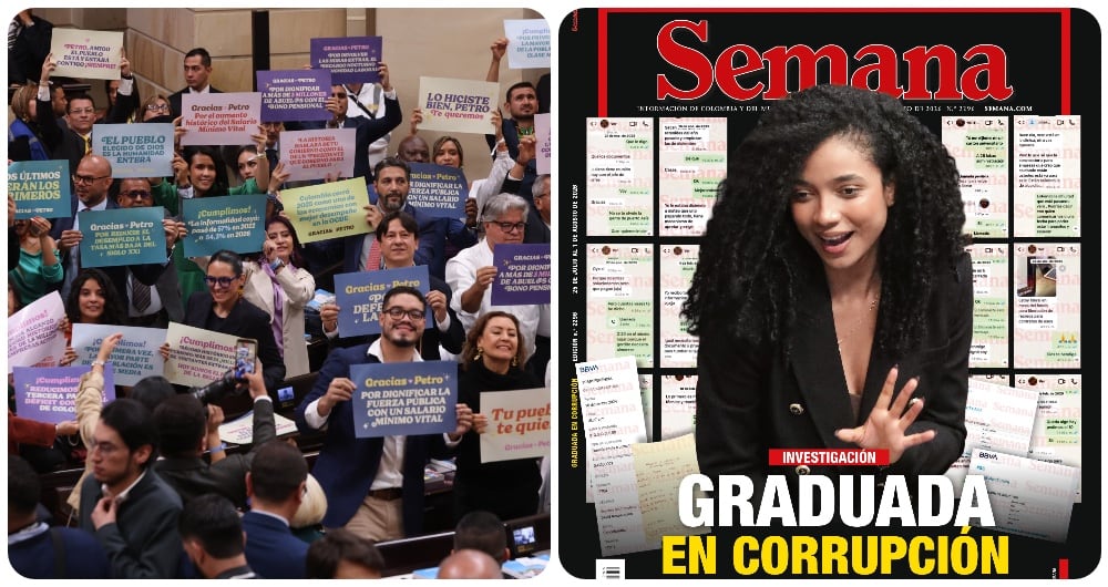 Bancada del Pacto Histórico y portada de la revista SEMANA.