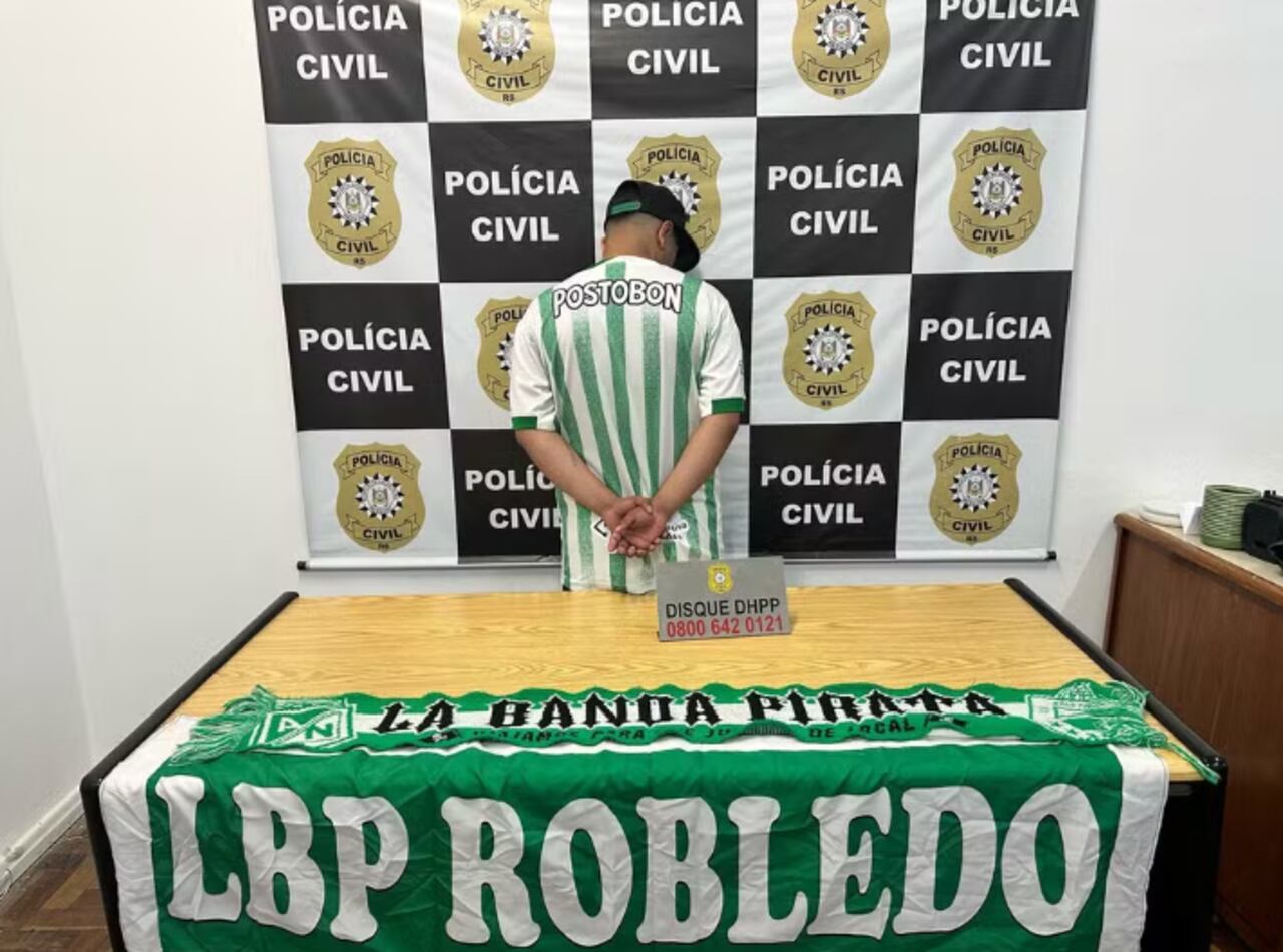 Jeferson Hernando Pamplona, hincha de Nacional capturado por asesinato de otro hincha en Brasil.